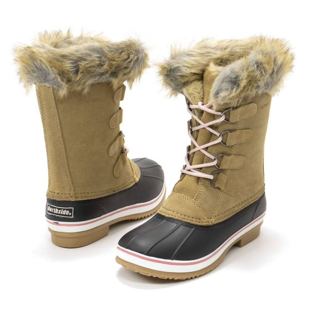 NEW NORTHSIDE girl's kathmandu mid calf waterproof snow boots in tan - Picture 5 of 8